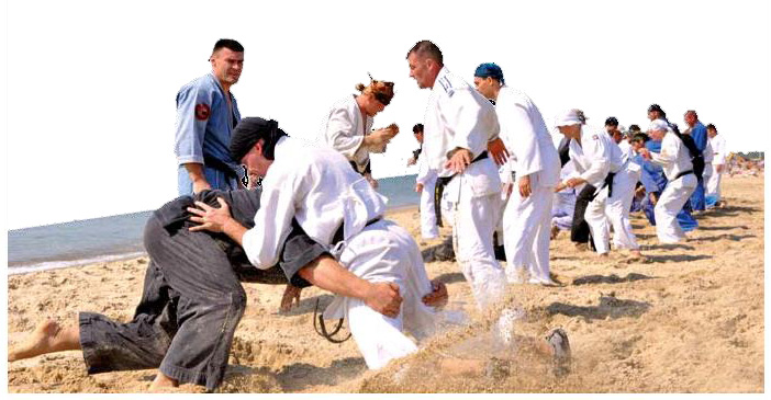 Fighters’ sparring during the seminar in the International Summer Camp of Intense Training in Odessa (Ukraine)